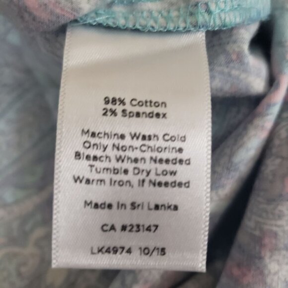 Talbots Petite 14 Floral Straight Skirt Cotton Stretch Blue Multicolor Womens - Picture 4 of 10